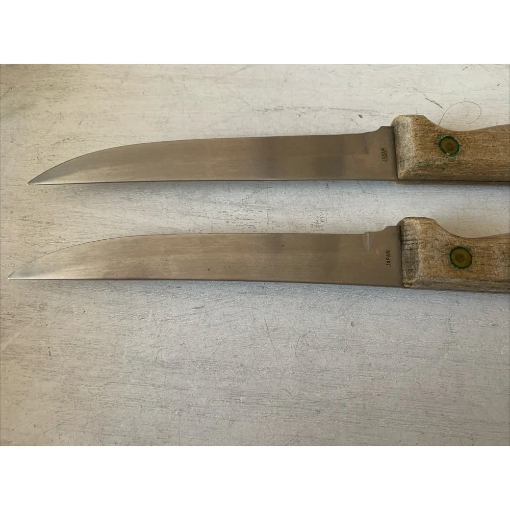 Vintage Carvel Hall Steak‎ Knives Set of 2 Hi-Stainless Steel Japan Wood Handle